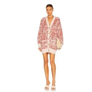 Hemant & Nandita Luana Cardigan Sweater Womens XS Paisley Knit Pink Cottagecore